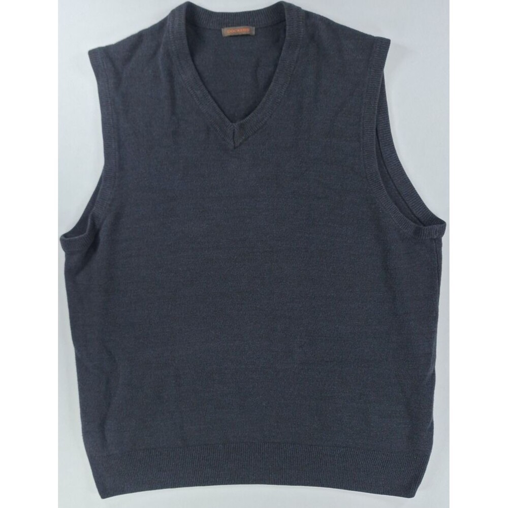 Dockers Mens XL Sweater Vest Dark Gray V-Neck Sleeveless Knit Soft Pullover Vtg